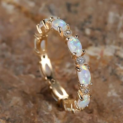 Huitan Imitatie Opaal Belofte Ringen voor Vrouwen Statement Vinger Accessoires Dagelijks Dragen Party Chic Meisjes Ringen Cadeau Mode Sieraden 7