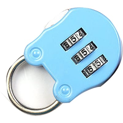 Cijfercombinatie Schijfhangslot Cartoon Mini Buiten Herstelbaar Hangslot voor Gymkluis Bagage Zilver blauw