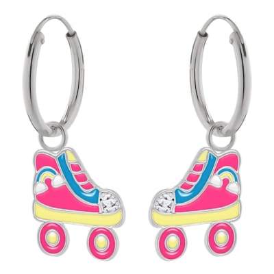 WeLoveSilver - zilveren oorringen kinderen - regenboog rolschaats hanger