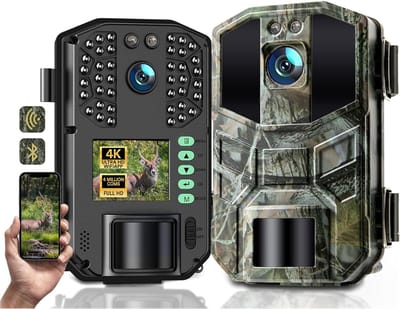 CLVP® Wildcamera met Nachtzicht - Buitencamera voor Buiten - Waterdicht - Wifi - 4K - Zwart