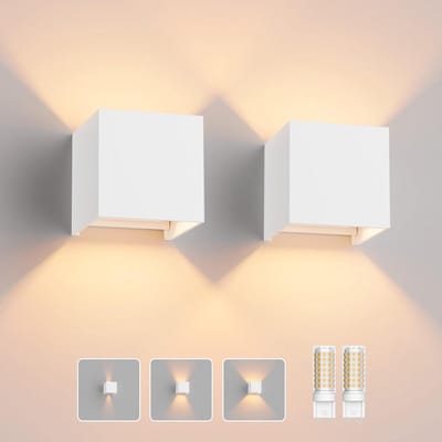 2 Stuks LED Wandlamp voor Binnen en Buiten - Warm Wit Licht 3000K - Verstelbare Hoek