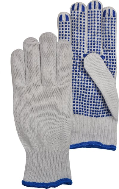 25x 12 paar - Katoenen werkhandschoenen PSP 20-300 rondgebreid poly/25x 12 paar - Katoen, met PVC nopjes (per doos van 25x 12 paar)