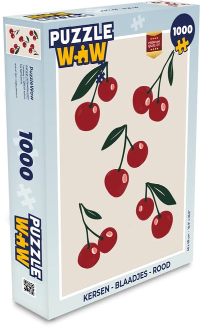 Puzzel Kersen - Blaadjes - Rood - Legpuzzel - Puzzel 1000 stukjes volwassenen
