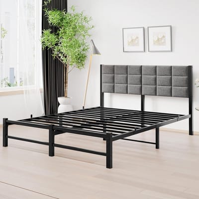 LunaSoft Industrieel Gestoffeerd Bedframe 140x200 - 140x200 cm - Arqam