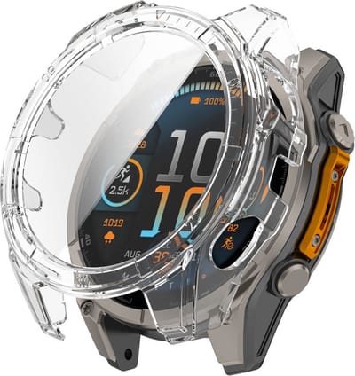 Watch case screenprotector - hoesje - gehard glas - geschikt voor Garmin Fenix 8 (43 mm) - transparant