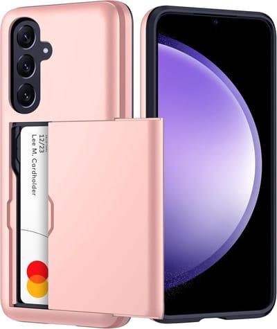 Hoesje Geschikt voor Samsung Galaxy S23 FE Hoesje Rose Goud - shockproof Backcover met pasjeshouder - Ruimte voor 2 pasjes