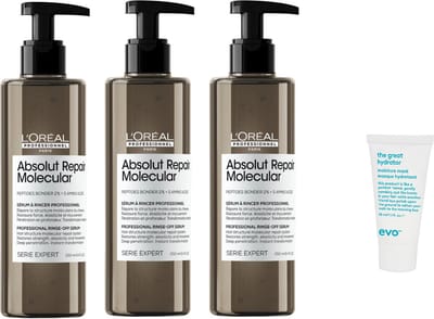 3 x - L'Oréal Professionnel Absolut Repair Molecular Rinse-off Serum – Voor beschadigd haar – 250 ml + WILLEKEURIG Travel Size