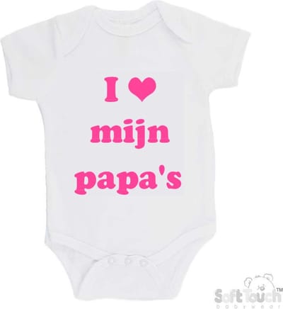 100% Katoenen Romper "I mijn papa's" Meisjes Katoen Wit/roze Maat 56/62