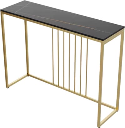 Consoletafel Valora - Elegante consoletafel - Wandtafel met lades - Wit Marmerlook met goud - Haltafel - Sidetable - 100cm