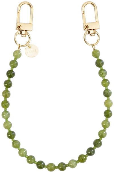 xoxo Wildhearts telefoonkoord - Deep Olives (kort koord) - Geschikt voor iPhone - Geschikt voor Samsung - Universeel - Phone cord - Telefoonketting - Kralenketting met gouden details - Koord voor telefoon - Groen