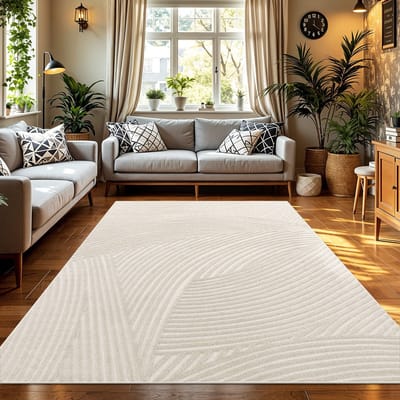 Binnen- en buitentapijt weerbestendig balkon slaapkamer boho skandi motief effen kleuren