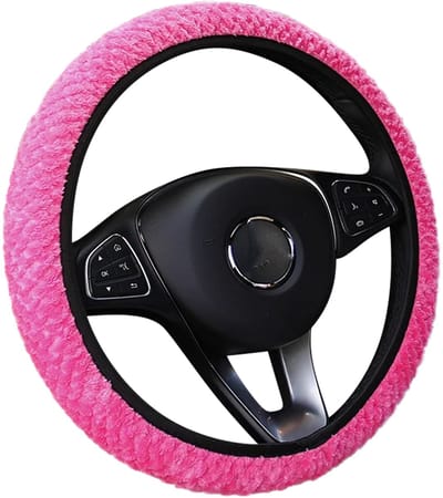 Zachte Stuurhoes Auto 37-38 cm - Roze Pluche Motief - Kasey Products