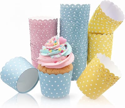 150 Stuks Muffinvormen - Papieren Cupcakevormpjes voor Bakken - Ideaal voor Verjaardagen, Bruiloften en Dessertfeesten met Kleurrijke Dots