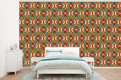 Behang - Fotobehang Design - Retro - Oranje - Abstract - Breedte 345 cm x hoogte 220 cm
