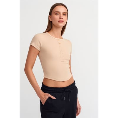 Dames Korte Slim-fit Crew Neck T-shirt