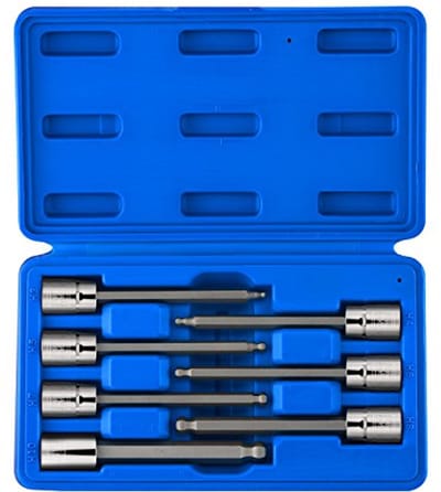 Extra Lange Ball End Hex Bit Socket Set | 3/8 inch Aandrijving | 7-Stuks Metrische Set van 3mm tot 10mm