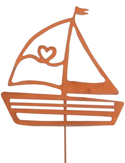 UNUS® Tuinsteker zeilboot 36x35cm in roestlook tuindecoratie