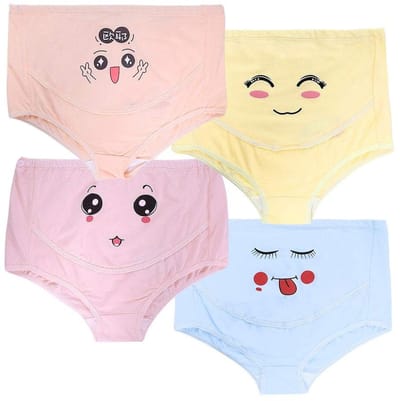 Dailygoods- Moederschap Slipje Hoge Taille - 4 Stuks - Plus Size Ondergoed - Ademend/Huidvriendelijk - Schattige Cartoon Patroon - Hoge Elasticiteit - Zwangerschapsslipje