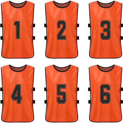 6 STUKS Volwassenen Voetbal Hesjes Sneldrogend Voetbal Team Shirts Jeugd Sport Scrimmage Voetbalteam 6pcs For Children oranje