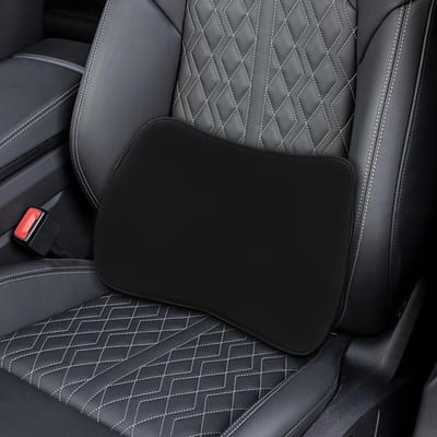Famanu - Lendenkussen, lendensteun auto van traagschuim, rugkussen voor autostoelen, bureaustoel, rolstoel, zwart