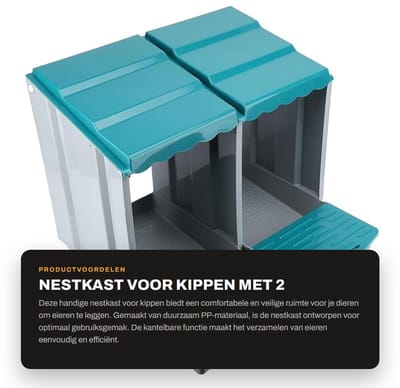 Dailygoods- Nestkast Comfortabel Ruim - Kippenhok - Eierleggende Nestkasten - PP Materiaal - Duurzaam - 2 Compartimenten - Eierlegbox