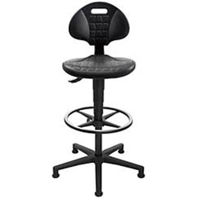 Topstar werkdraaistoel TEC 25, zonder armleuningen, mechanisme met permanent contact, kuipzitting, glijders en voetring, voetkruis van PU-schuim/polyamide, zwart/zwart