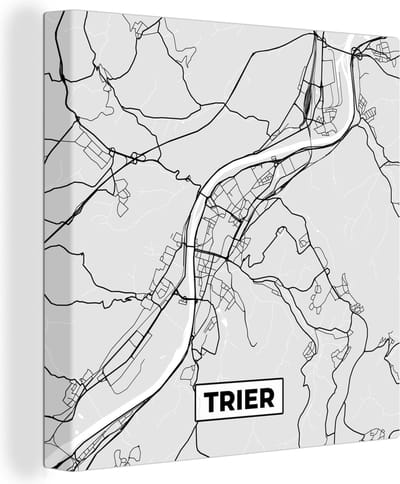 Canvas Schilderij Kaart - Stadskaart - Duitsland - Trier- Plattegrond - 20x20 cm - Wanddecoratie