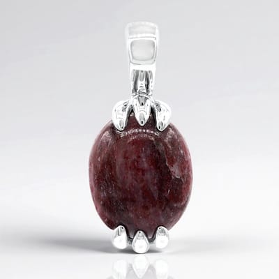 Cavill - Zilveren Hanger - 925 Sterling Zilver - 4,18 ct Rode Noorse Thuliet Ovaal Cabochon - Uniek Handgemaakt Elegant Sieraad