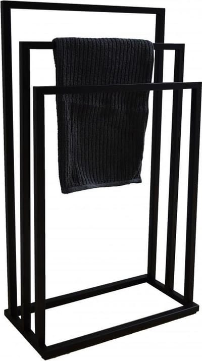 Badkamerhanger Handdoekenrek 3 Armen Zwart - Modern Design, Zwart Gepoedercoat Staal