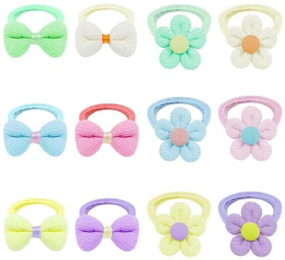 12 stuks babyhoofdbanden, kleurrijke bloemenhoofdbanden, zachte haarbanden, naadloze paardenstaart-clips voor baby's, peuters en meisjes