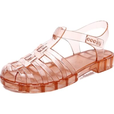 Nieuwe sandalen dames zomer platte bodem lage hak kristal schoenen schattige antislip waterdichte plastic gelei schoenen 38 schoon