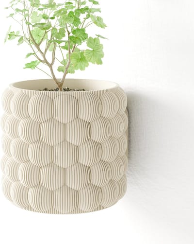 Fleuriek - Hangpot voor aan de muur - Beige Hangende bloempot voor plantenwand - Decoratieve wandpot binnen - Decoratieve wandpot binnen, plantenpot - D12 cm - Beige