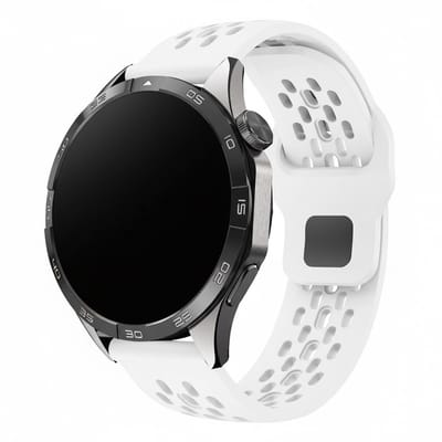 Siliconen bandje - geschikt voor Garmin Venu (2 Plus) / Venu SQ (2) / Vivomove (Style - Sport) / Vivoactive 3 / 5 / 6 / Forerunner 55 / 165 / 245 / 645 / 570 - 42mm - gaatjes - wit