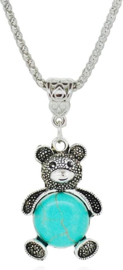Fako Bijoux® - Ketting - Tibetaanse Stijl - Zilverkleurig - Beertje