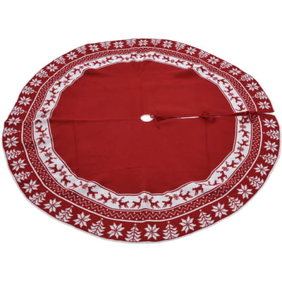 Gebreide Kerstboomrok Herbruikbare Kerstboomstandaard Mat Vloerbeschermer Huis Feestdecoratie Rood rood