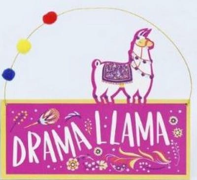 ZoeZo Design - Wandbord - wandbordje - DRAMA LAMA - pink - roze - geel - 20 x 16 cm - kinderkamer