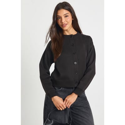 boohoo Dames Hoge kraag fleece cardigan | Black | Maat: XL
