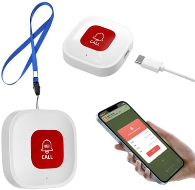 Golden crown - Slimme Noodknop - Senioren Veiligheid - Wit - Tuya Toepassing - 10 Meter Bereik - Oplaadbare Batterij - Geschikt voor Smartphones