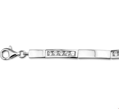 The Jewelry Collection Armband Zirkonia 4,4 mm 18 + 3 cm - Zilver