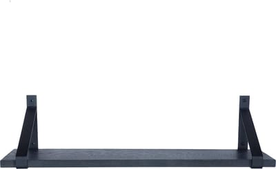 GoudmetHout® Wandplank Industrieel - 180 x 20 cm Muurplank - Zwart Eiken Hout - Decoratie Wandrek & Boekenrek - Hangplank Keuken - Wall Shelf + 2 Mat Zwarte Plankdragers van Staal