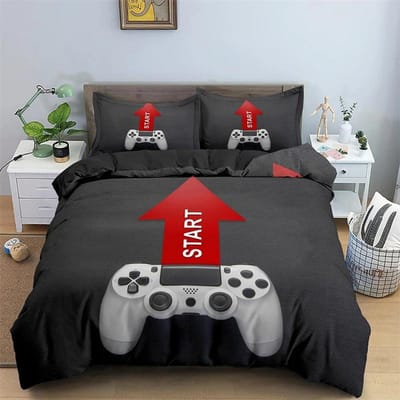 Kinderen Tieners Videogames Dekbedovertrek Set Jongens Gamer Dekbedovertrek Gaming Controller Patroon Beddengoed Set Polyester Dekbedovertrek 210X210cm-3pcs