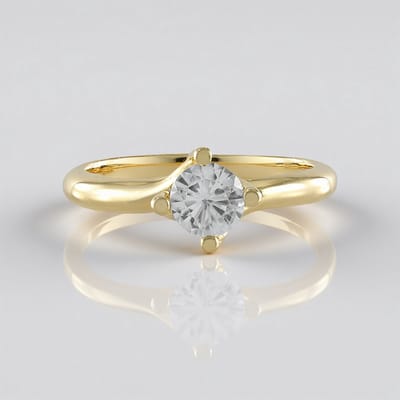 Cavill - Zilveren Ring - 925 Sterling Zilver Verguld - 0,675 ct Cambodjaanse Ronde Zirkoon - Elegante Damesring - Lichtgewicht Prong Zetting
