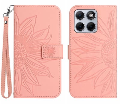 Coverup Hoesje - Geschikt voor Motorola Edge 70 Fusion Hoesje - Coverup Zonnebloem Book Case met Koord - Roze