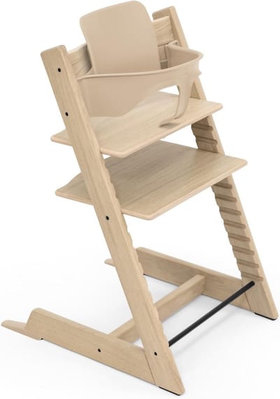 Houten Kinderstoel met Babyzitje Set - Naturel Eiken - Groeit Mee met Uw Kind