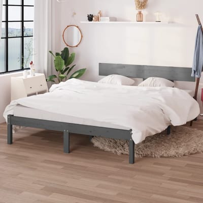 vidaXL - Bedframe - massief - hout - grijs - 120x190 - cm