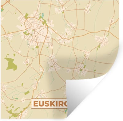 Muurstickers - Sticker Folie - Plattegrond - Euskirchen - Kaart - Stadskaart - Vintage - 100x100 cm - Plakfolie - Muurstickers Kinderkamer - Zelfklevend Behang XXL - Zelfklevend behangpapier - Stickerfolie