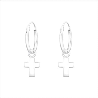 Oorbellen meisje - Oorringen - Zilveren oorringetjes 12mm - Meisje Hoops | Kruisje-7x6mm | |2mm | Zilver | Kinderen | Verkleurd niet