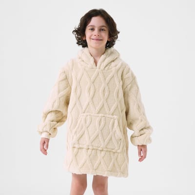 ROSETTA - hoodie 50x70 cm - hoodie deken - kinderen - Bone White - wit
