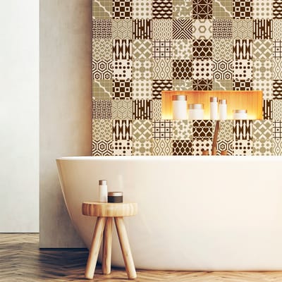 Zelfklevende muurtegelstickers voor keuken en badkamer - 24 Scandinavische tegelstickers, Schotse stijl - 24 stickers, 15x15cm