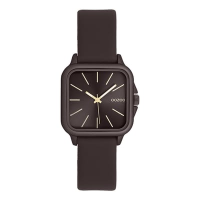 OOZOO Timepieces - Donker bruine OOZOO horloge met leren band - C11669